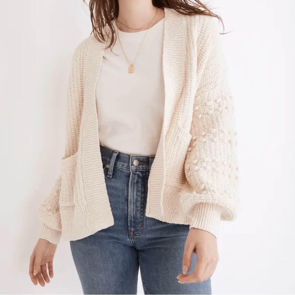 Madewell Bobble Sleeve‎  Open Front Cardigan Sweater